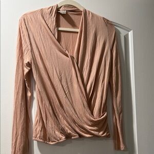 Haute Hippie Blush Long Sleeve Wrap Blouse